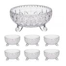  JOGO 7PC VIDRO SOBREMESA 3-PÉS